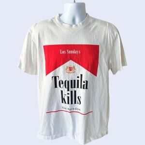 Los Sundays Tequila Kills The Boredom T-Shirt Medium White Graphic Tee